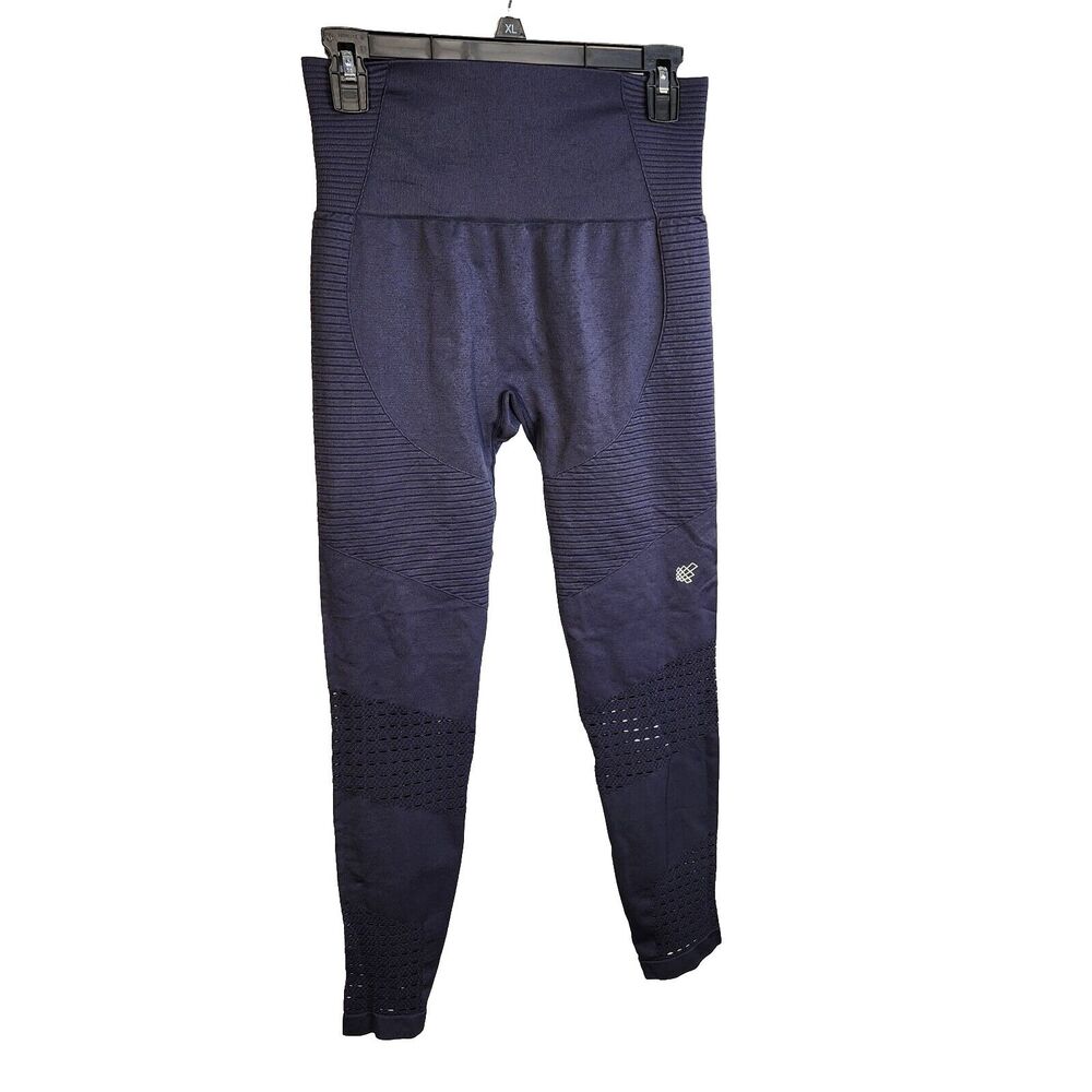 Jed North Womens Leggings M/L Blue High Rise Seamless Perforated Yoga Workout